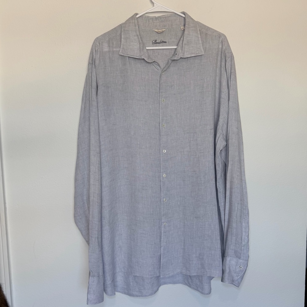 Stenstroms 100% Linen Button Down Shirt Fitted Body XXL